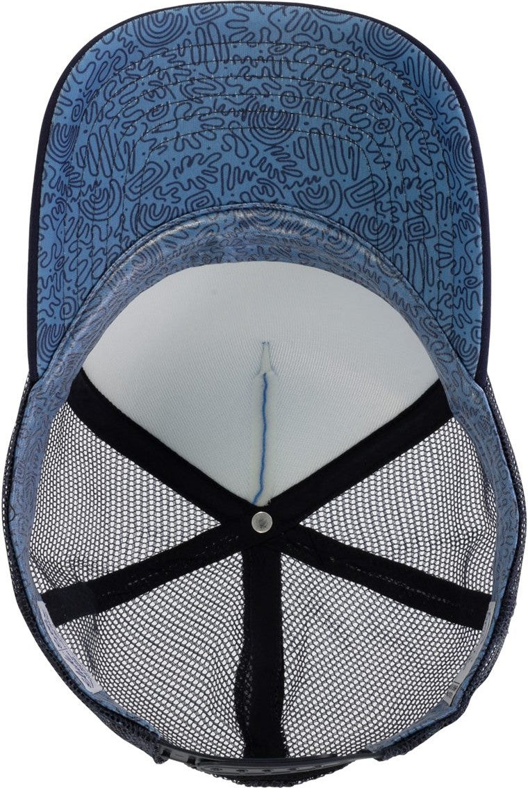 Light Blue/ Navy/ Navy/ Graffiti Women's Foam Trucker Cap - ROSIE