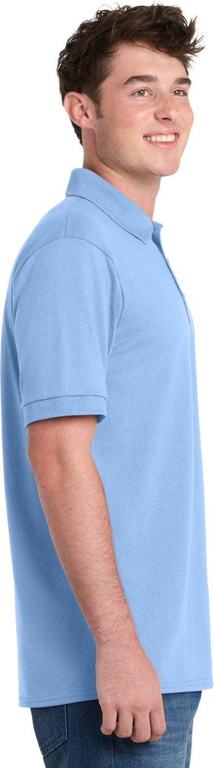 Light Blue Port & Co Core Blend Jersey Knit Polo. KP55