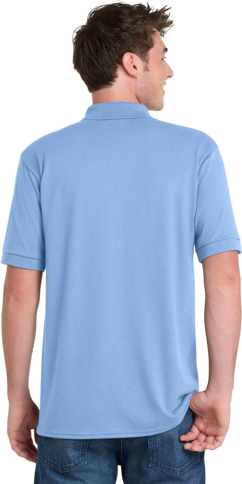 Light Blue Port & Co Core Blend Jersey Knit Polo. KP55