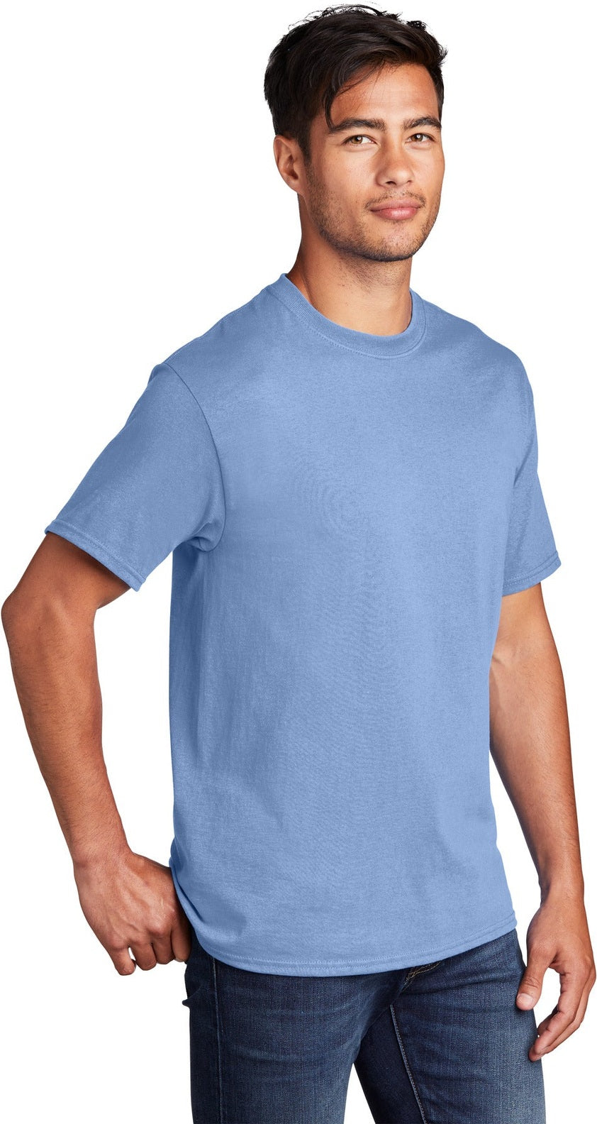 Light Blue Port & Co Core Cotton Tee. PC54