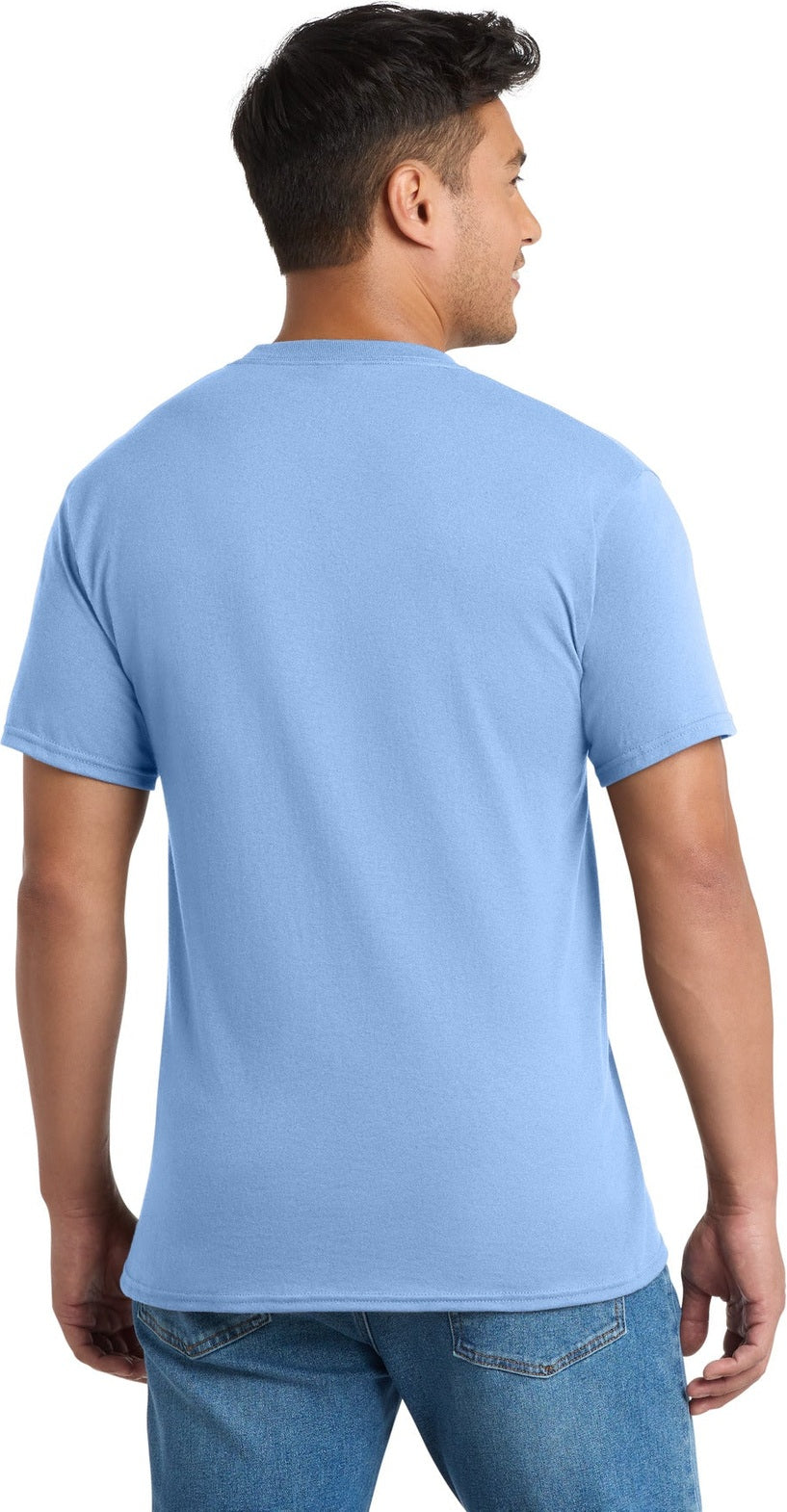 Light Blue Port & Co Tall Core Blend Pocket Tee. PC55PT