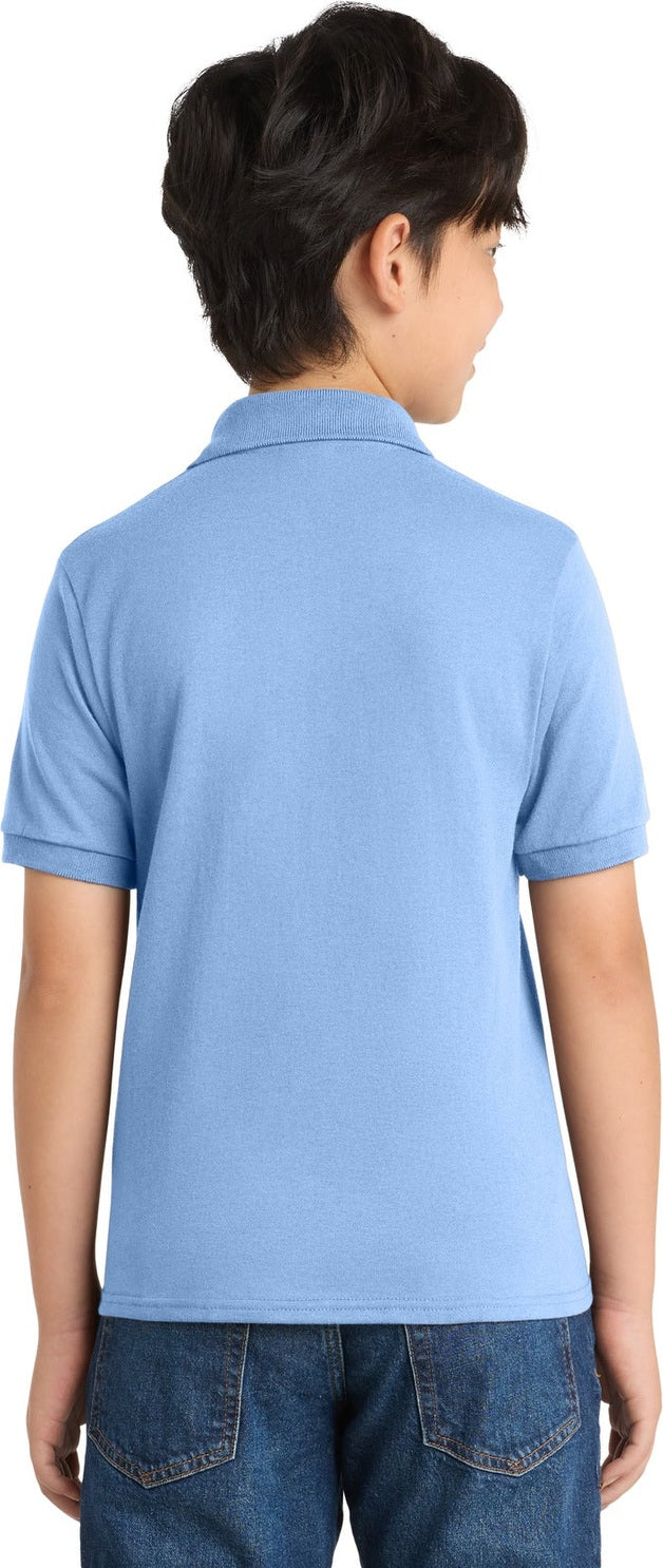Light Blue Port & Co Youth Core Blend Jersey Knit Polo. KP55Y