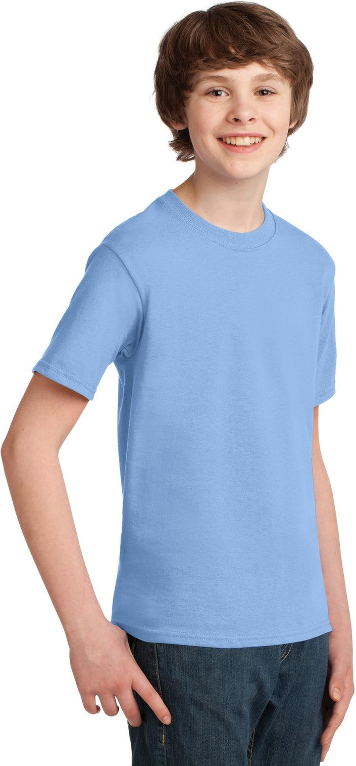 Light Blue Port & Co Youth Essential Tee. PC61Y