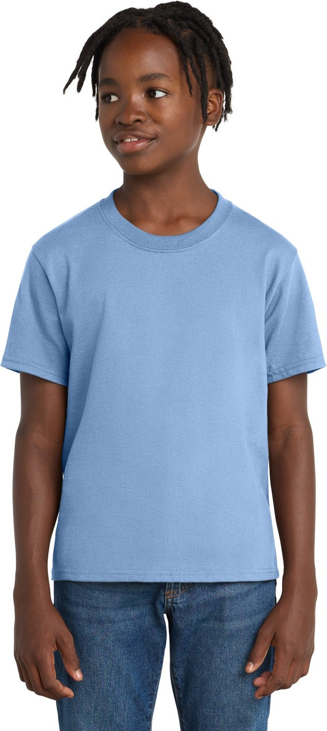 Light Blue Port & Co Youth Essential Tee. PC61Y