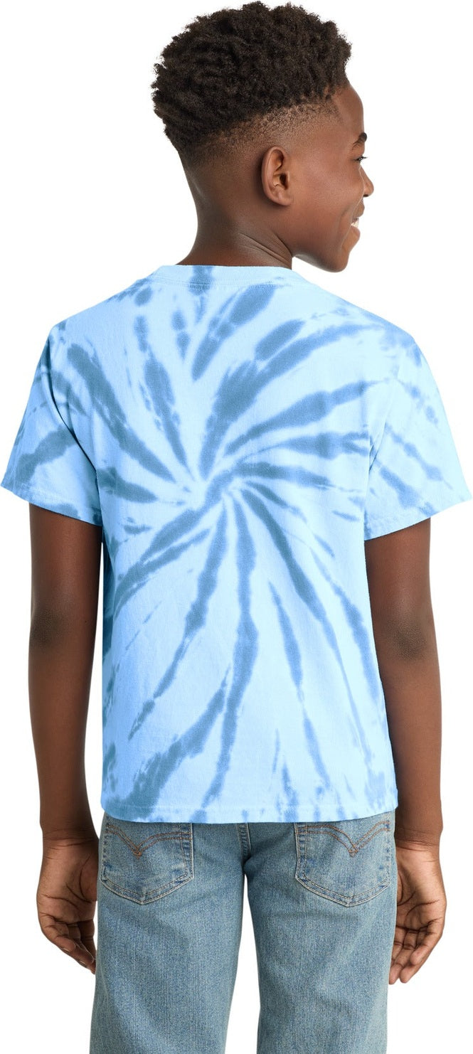 Light Blue Port & Co Youth Tie-Dye Tee. PC147Y