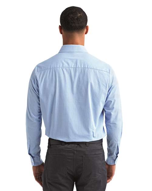 Light Blue/ White Men&#39;s Microcheck Gingham Cotton Shirt - RP220