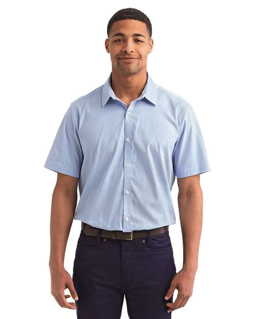 Light Blue/ White Men&#39;s Microcheck Gingham Cotton Shirt - RP221