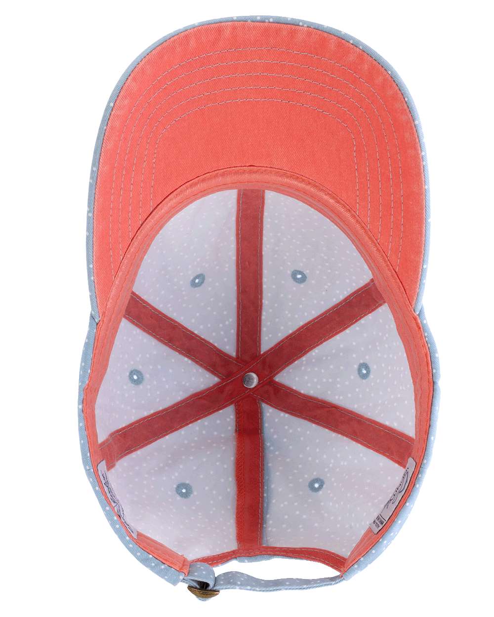 Light Blue/ White Polka Dots Women's Garment-Washed Fashion Print Cap - HATTIE