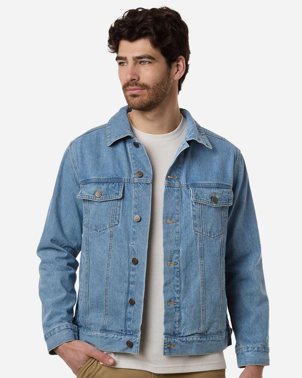 Light Denim Men's Cooper Denim Jacket - M75 plain