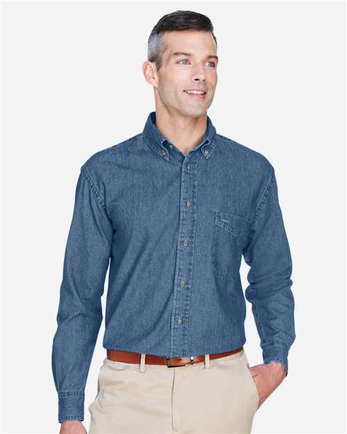 Light Denim Men&#39;s Long Sleeve Denim Shirt - M550