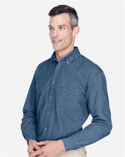 Light Denim Men&#39;s Long Sleeve Denim Shirt - M550