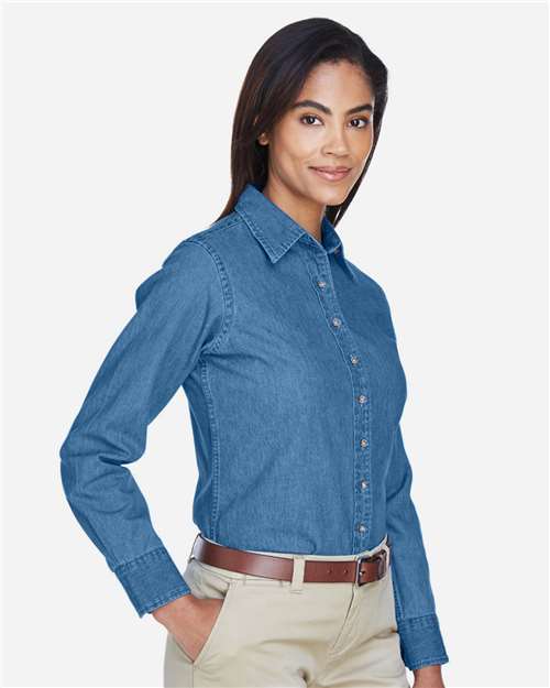 Light Denim Women&#39;s Long Sleeve Denim Shirt - M550W