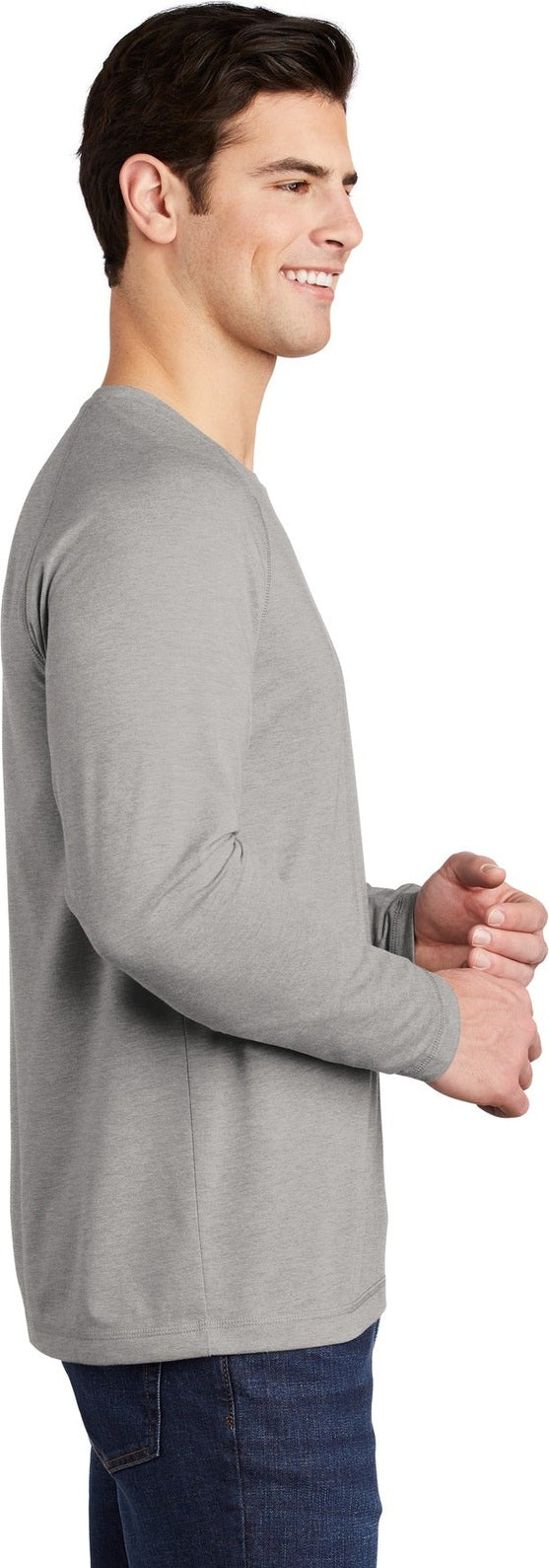 Light Grey Hth Sport-Tek PosiCharge Long Sleeve Tri-Blend Wicking Raglan Tee ST400LS