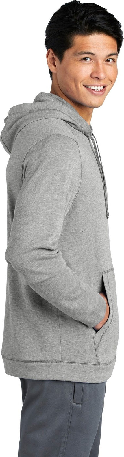 Light Grey Hth Sport-Tek PosiCharge Tri-Blend Wicking Fleece Hooded Pullover. ST296