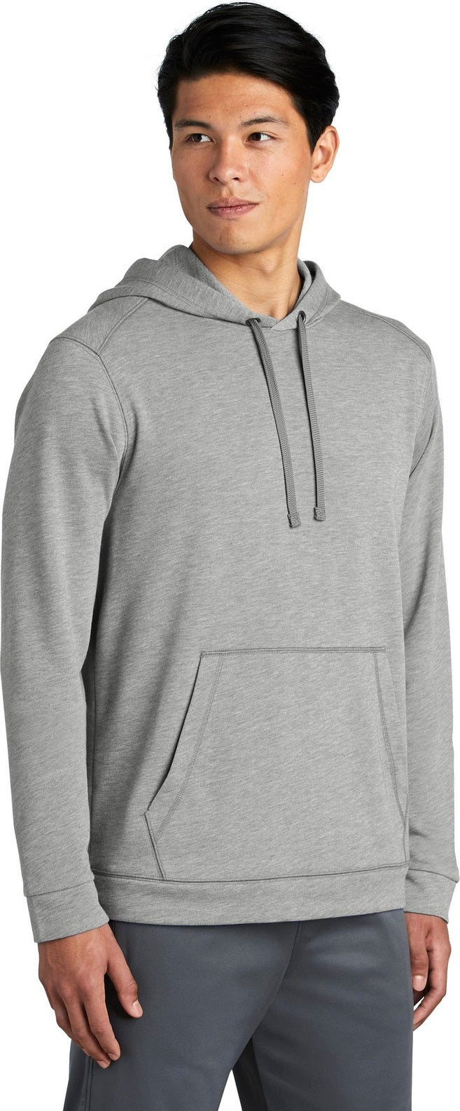Light Grey Hth Sport-Tek PosiCharge Tri-Blend Wicking Fleece Hooded Pullover. ST296