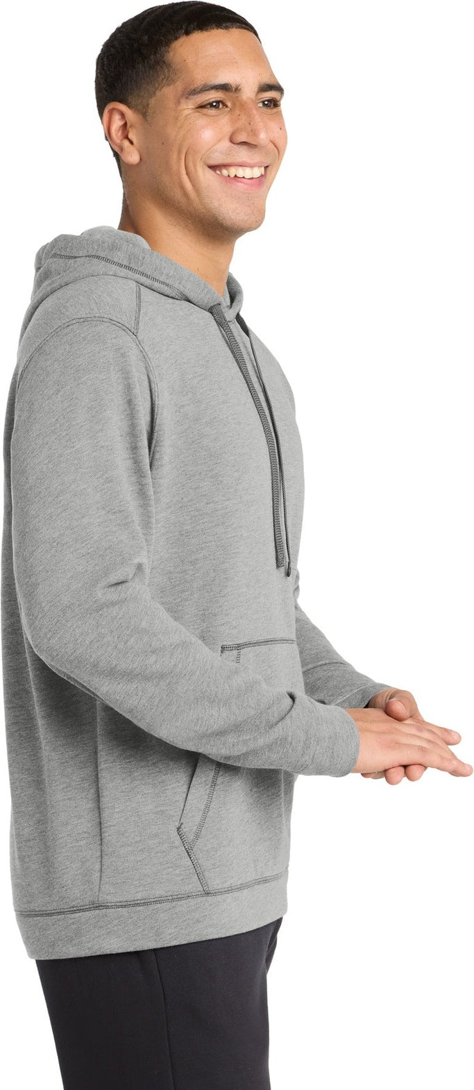 Light Grey Hth Sport-Tek PosiCharge Tri-Blend Wicking Fleece Hooded Pullover. ST296