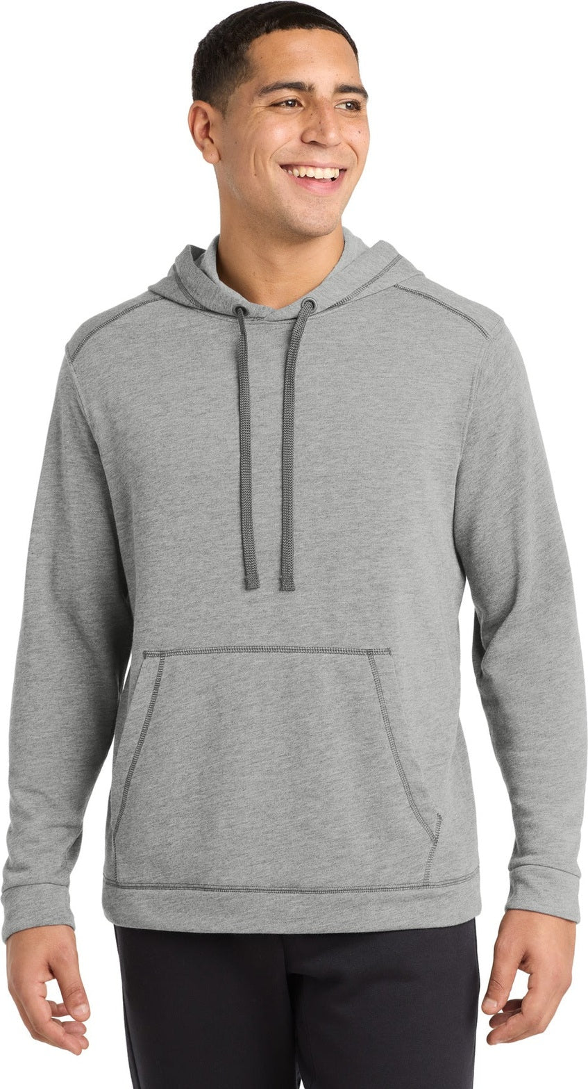 Light Grey Hth Sport-Tek PosiCharge Tri-Blend Wicking Fleece Hooded Pullover. ST296