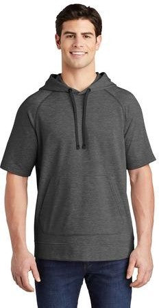 Light Grey Hth Sport-Tek PosiCharge Tri-Blend Wicking Fleece Short Sleeve Hooded Pullover ST297
