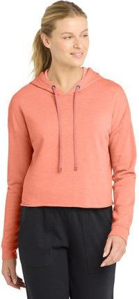 Light Grey Hth Sport-Tek Women's PosiCharge Tri-Blend Wicking Fleece Crop Hooded Pullover LST298