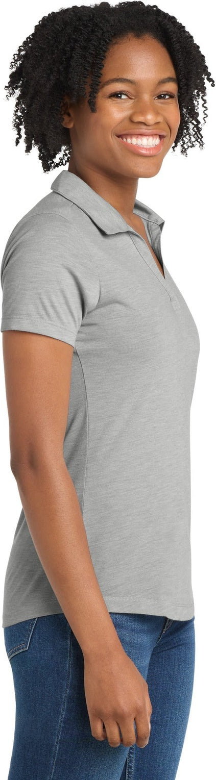 Light Grey Hth Sport-Tek Women's PosiCharge Tri-Blend Wicking Polo. LST405