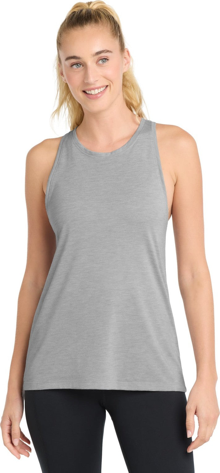 Light Grey Hth Sport-Tek Women's PosiCharge Tri-Blend Wicking Tank. LST402