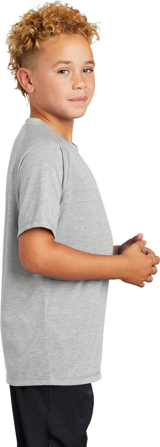 Light Grey Hth Sport-Tek Youth PosiCharge Tri-Blend Wicking Raglan Tee. YST400