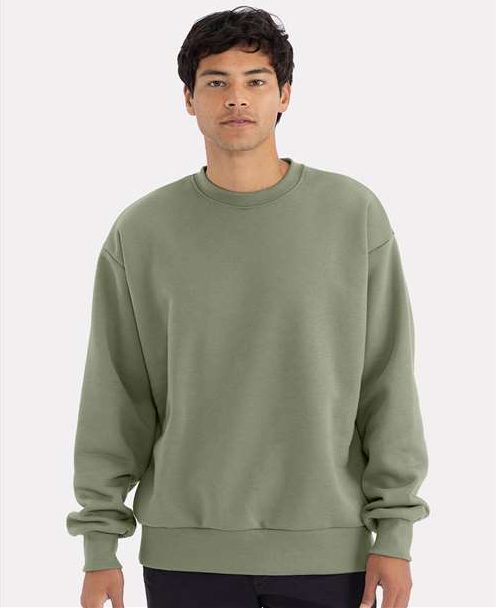 Front View of Light Olive Heavyweight Crewneck Sweatshirt - 9007