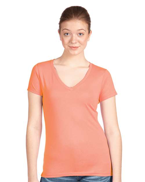 Light Orange Women&#39;s Ideal V-Neck T-Shirt - 1540
