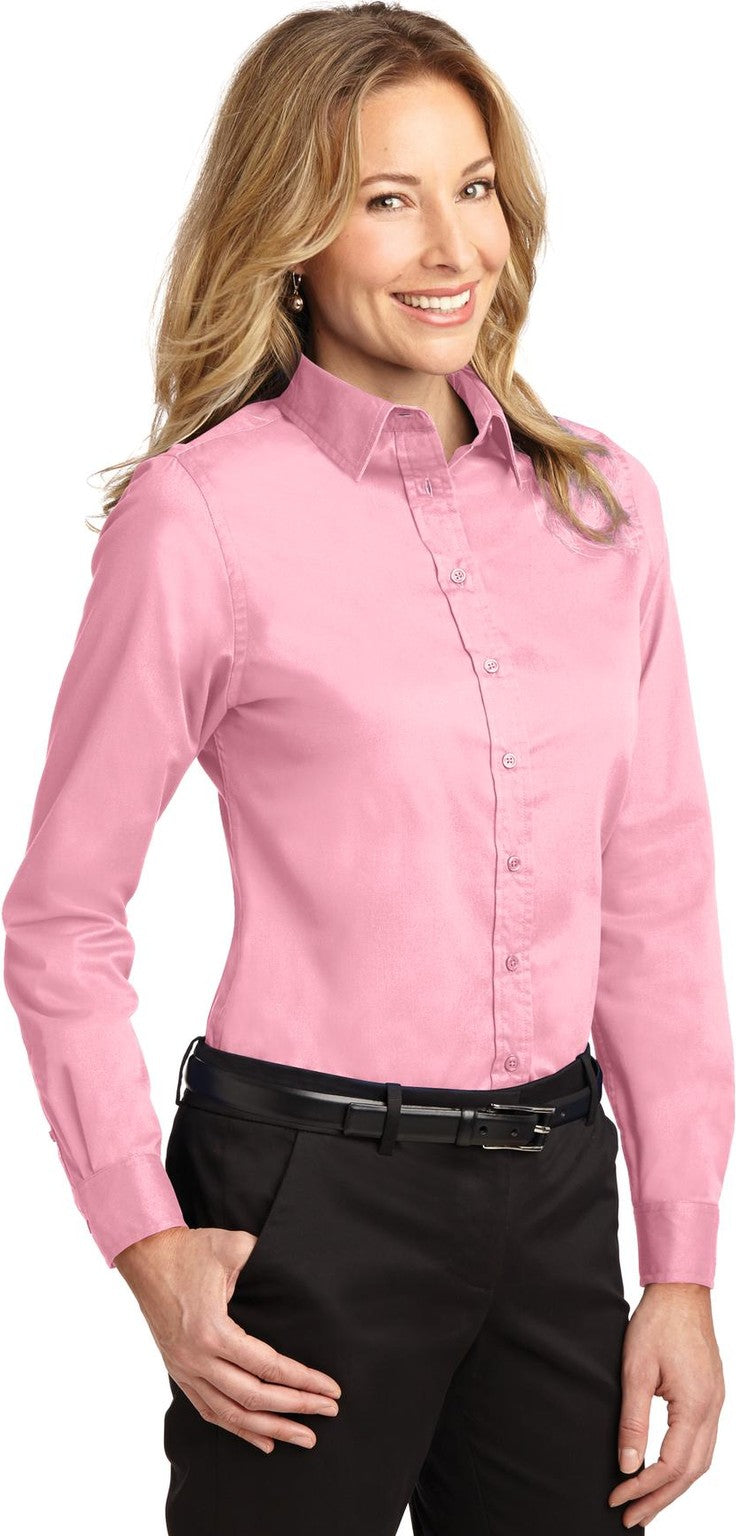Light Pink Port Authority Women's Long Sleeve Easy Care Shirt. L608