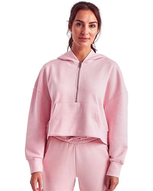 Light Pink Women&#39;s Alice Half-Zip Hooded Sweatshirt - TD077
