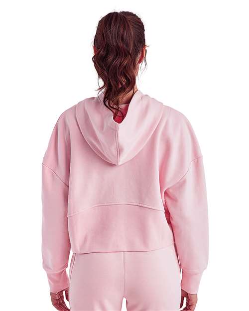 Light Pink Women&#39;s Alice Half-Zip Hooded Sweatshirt - TD077