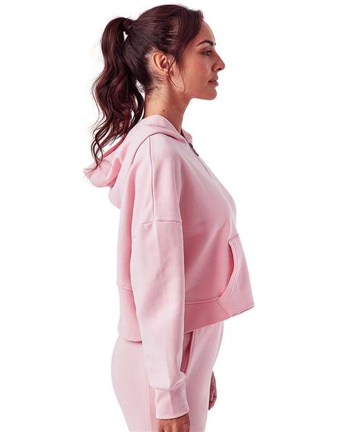 Light Pink Women&#39;s Alice Half-Zip Hooded Sweatshirt - TD077