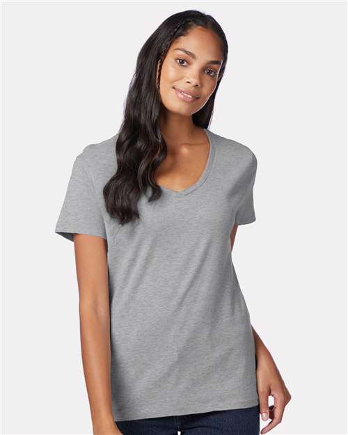 Front View of Light Steel Perfect-T Women’s V-Neck T-Shirt - S04V