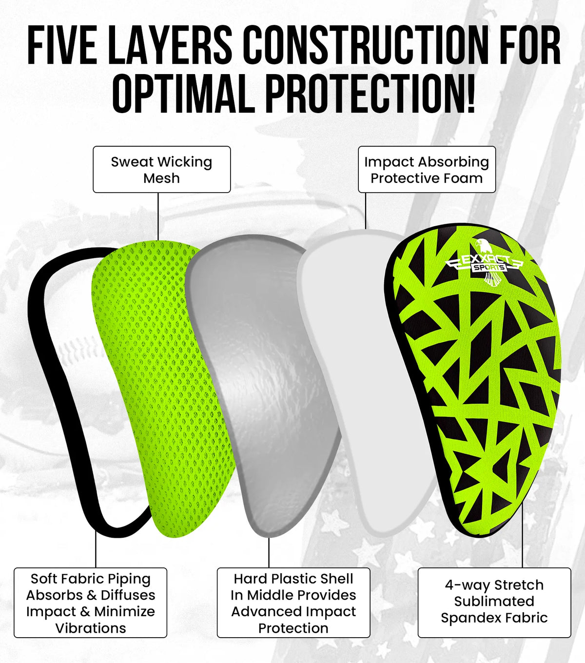 Lightweight Athletic Cup for Men & Boys with Soft Rim Comfort (neon Green)