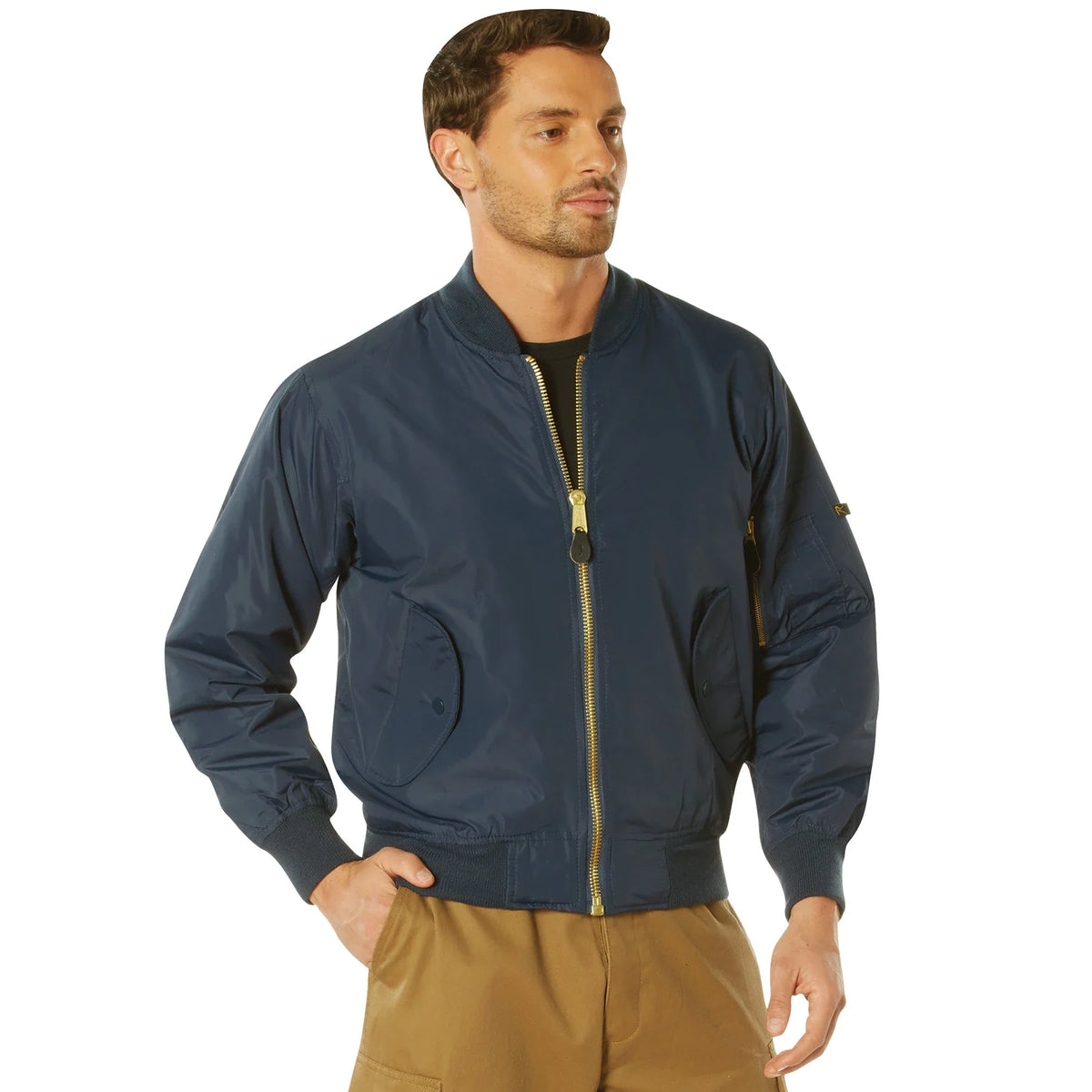 Lightweight Enhanced Nylon Ma-1 Flight Jacket - Navy Blue / Xs