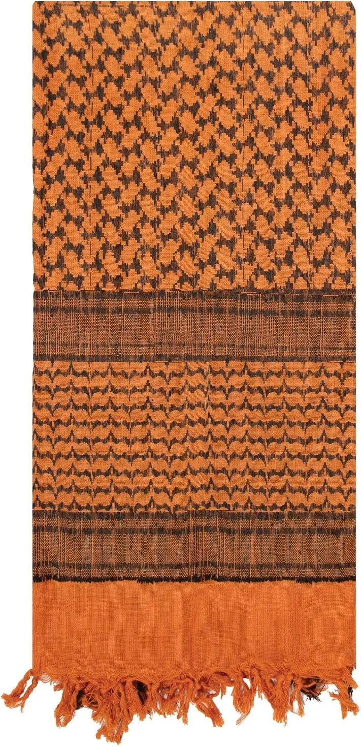 Lightweight Shemagh Tactical Desert Keffiyeh Scarf - Black / Orange