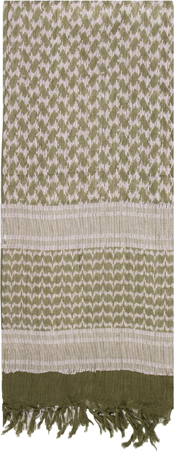 Lightweight Shemagh Tactical Desert Keffiyeh Scarf - Olive Drab / White
