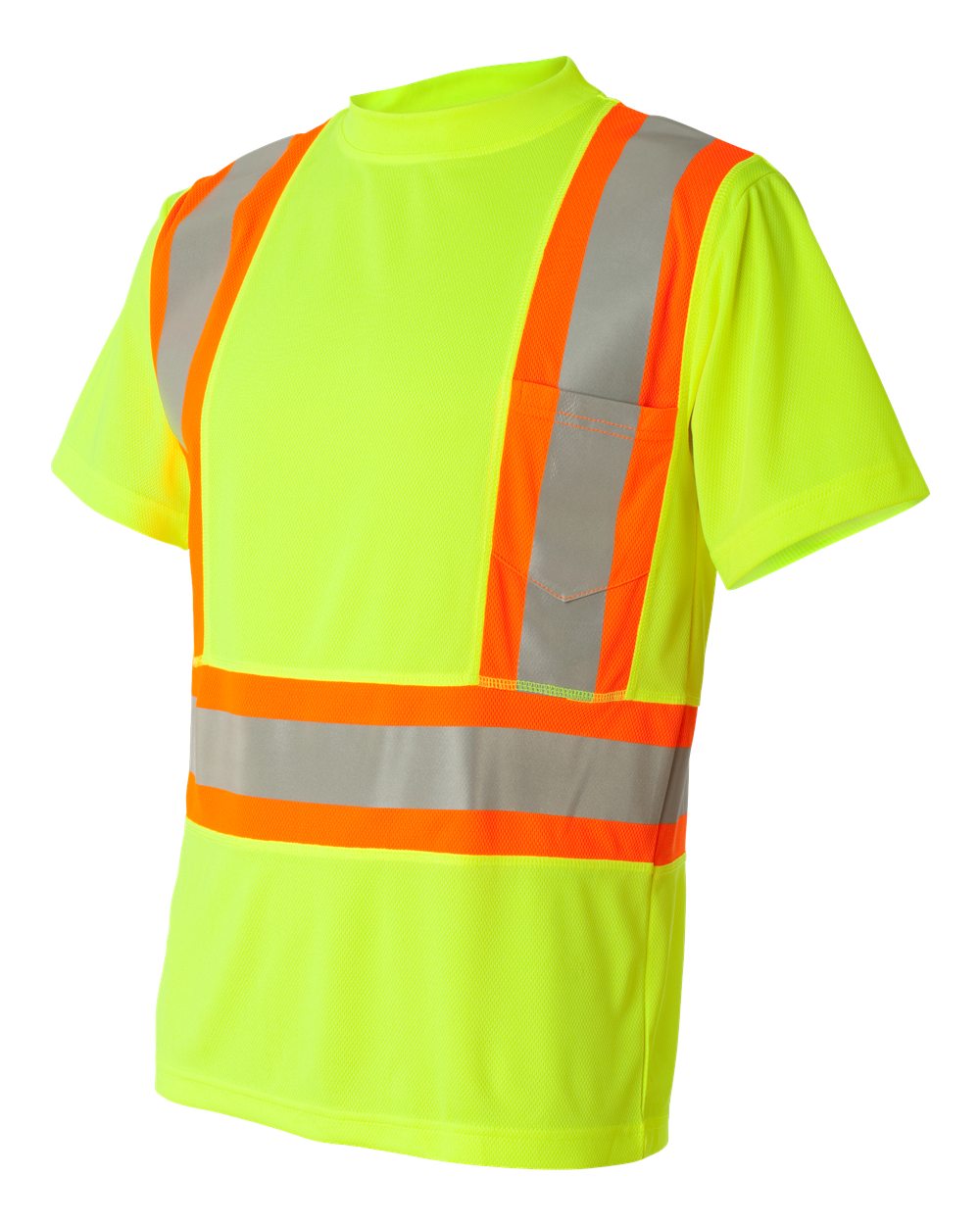 Lime Class 2 Flat Stitch Self-Fabric Panels T-Shirt - 9120-9121