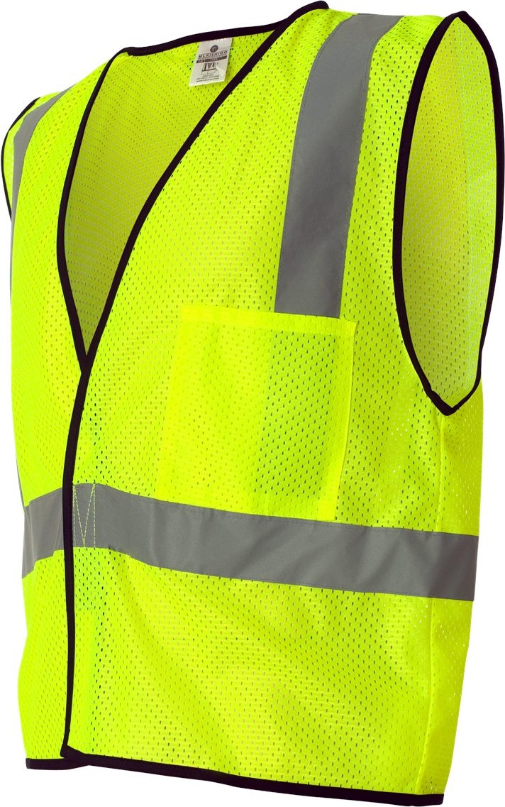 Lime Economy Single Pocket Hook-and-Loop Mesh Vest - 1193-1194