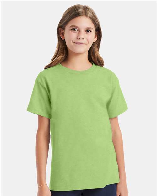 Front View of Lime Essential-T Youth T-Shirt - 5480