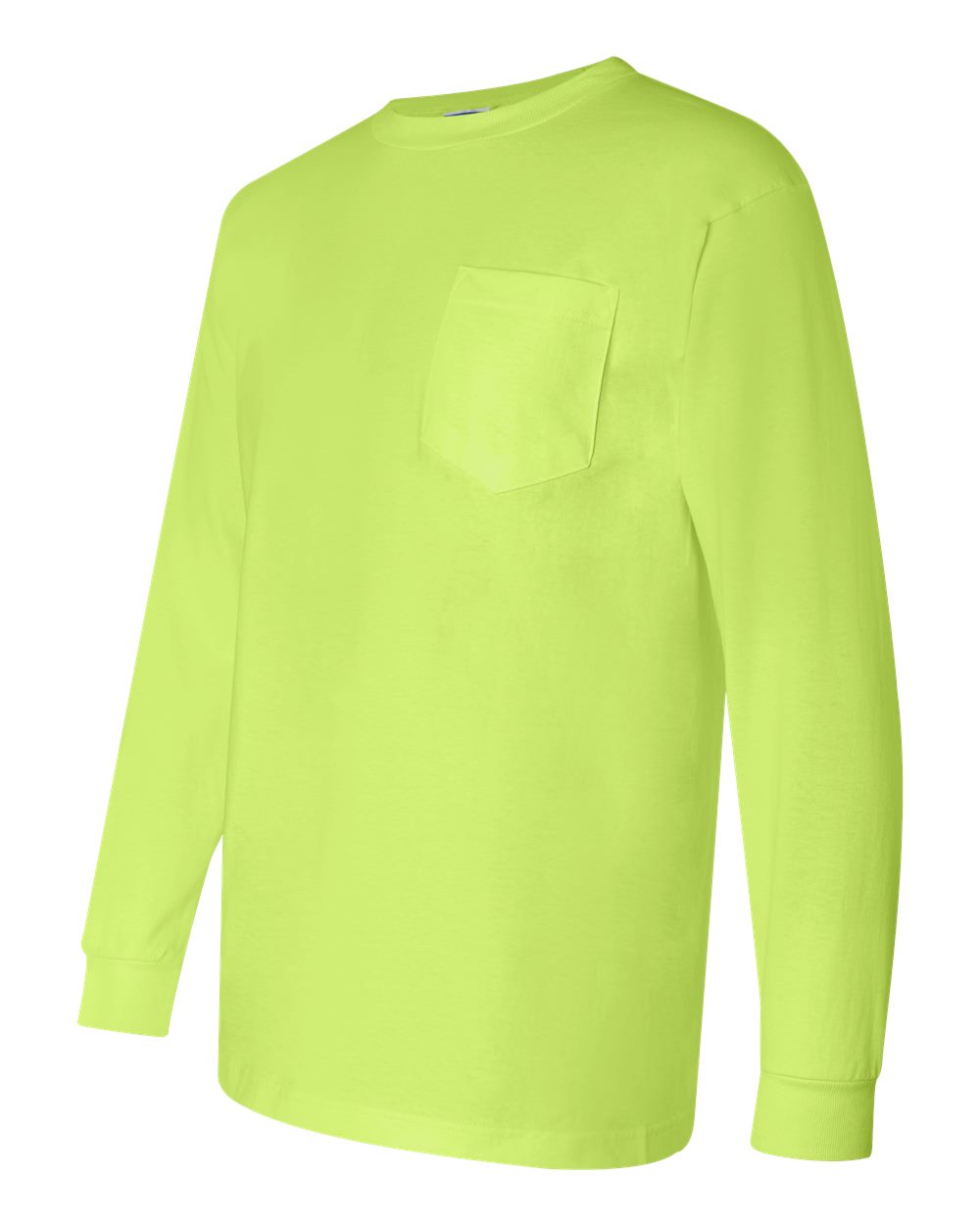 Lime Green Union-Made Long Sleeve Pocket T-Shirt - 3055