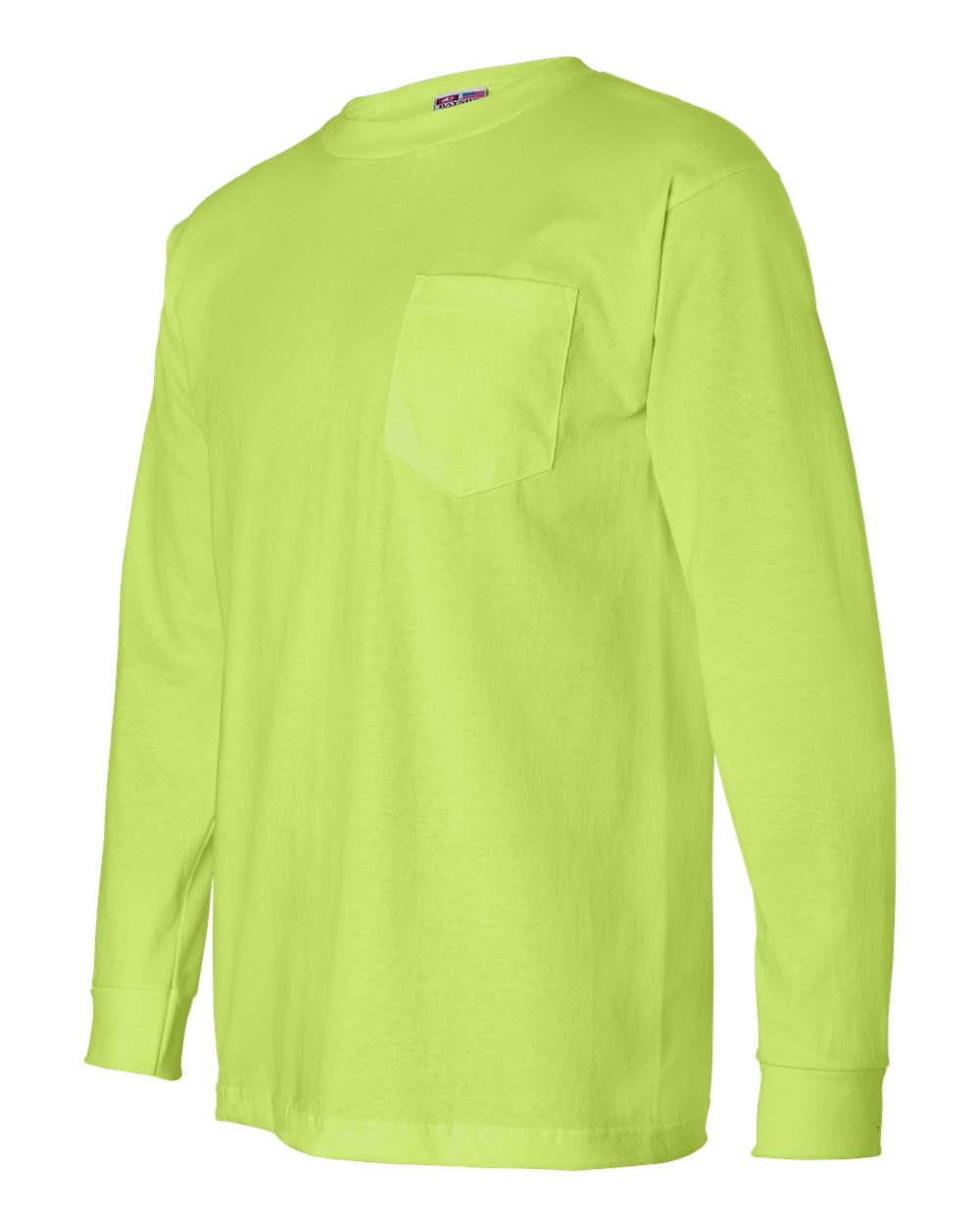 Lime Green USA-Made Long Sleeve Pocket T-Shirt - 8100