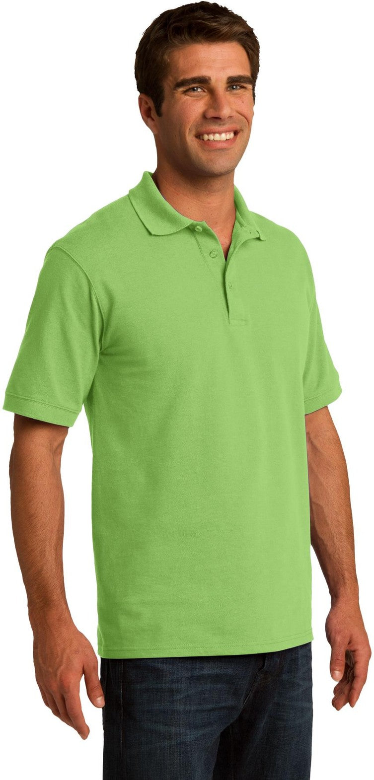 Lime Port & Co Core Blend Pique Polo. KP155