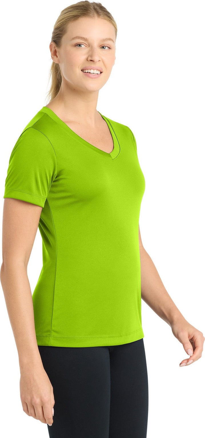 Lime Shock Sport-Tek Women's PosiCharge Competitor V-Neck Tee. LST353