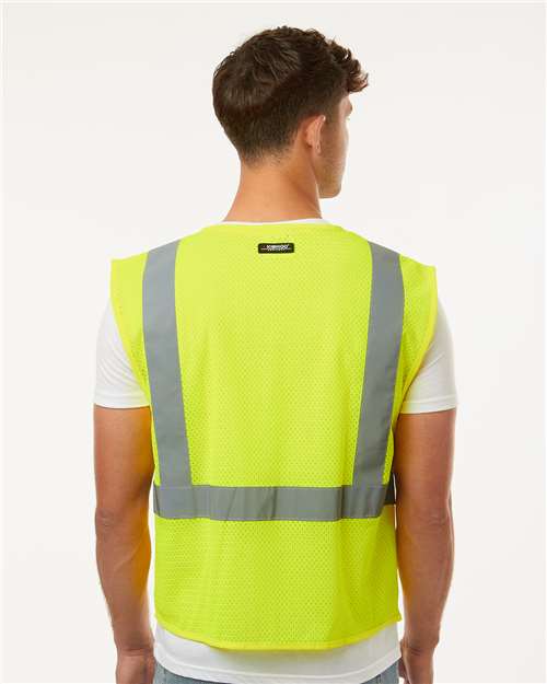 Lime Single Pocket Zipper Mesh Vest - 1089-1090