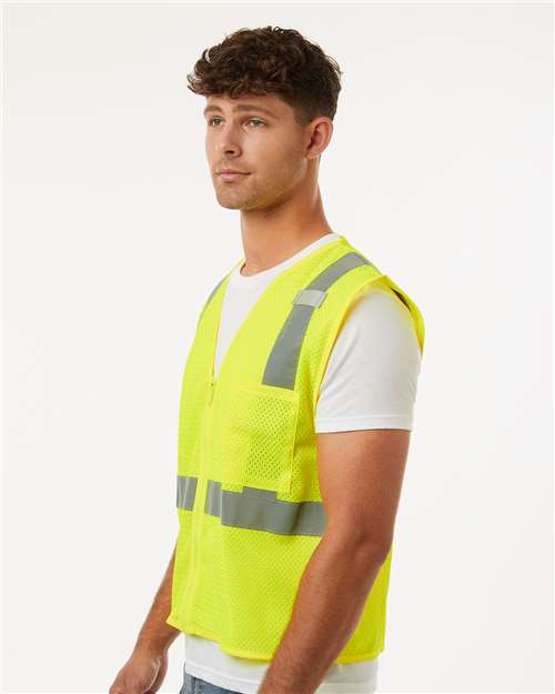Lime Single Pocket Zipper Mesh Vest - 1089-1090