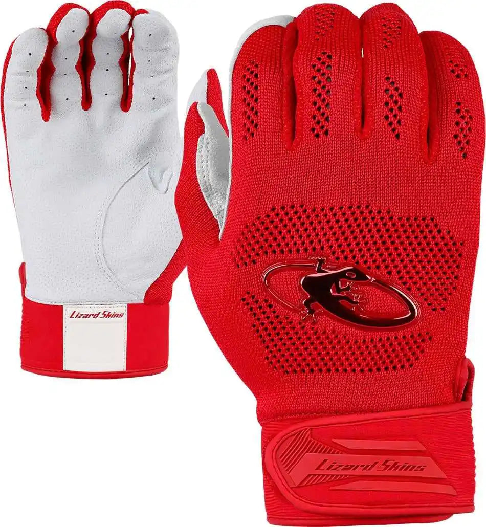 Lizard Skins Pro Knit V3 Adult Batting Gloves - Crimson Red