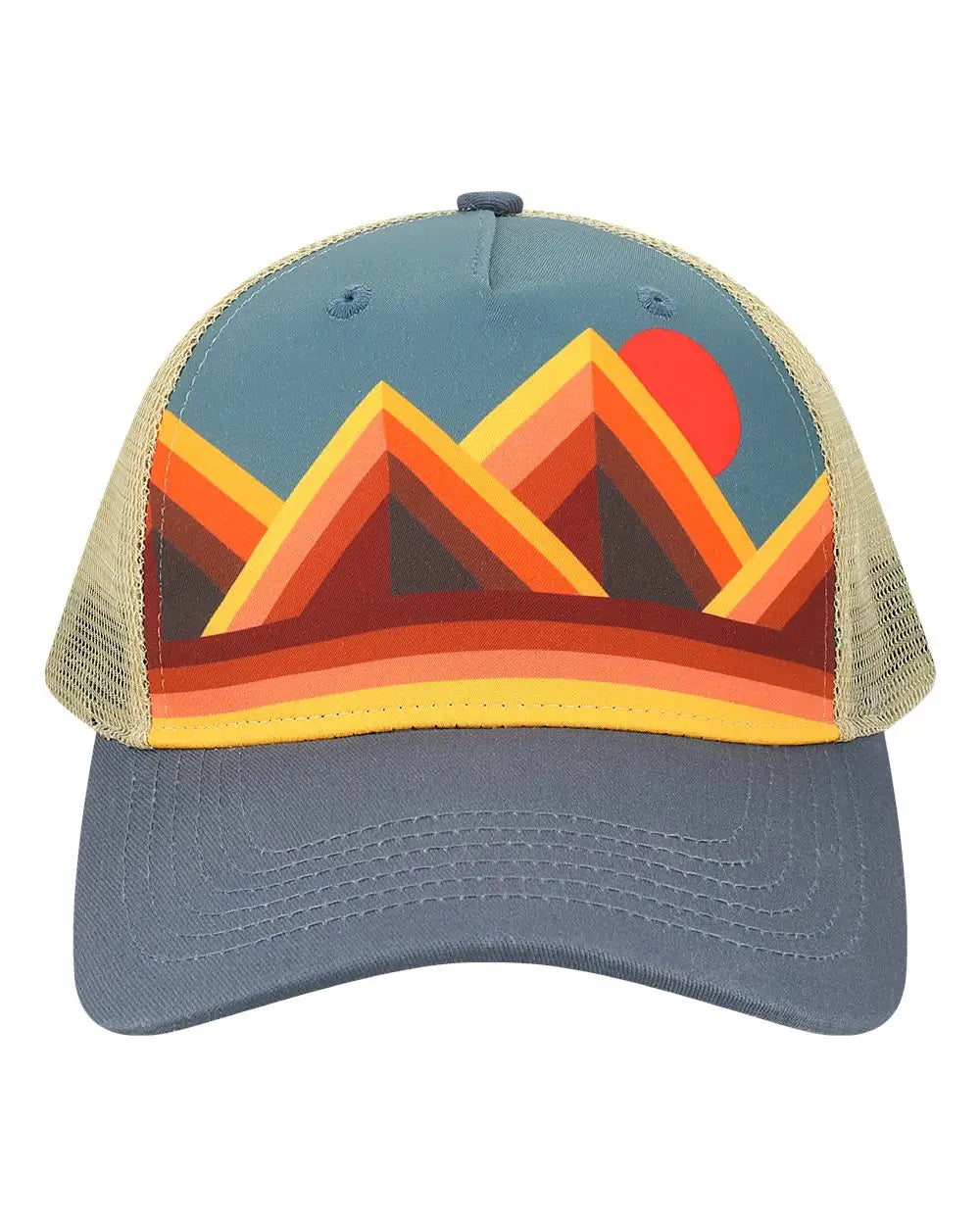 Locale 5ptkr Trucker Cap - Mountain Contours Maroon Slate - one Size Fits Most