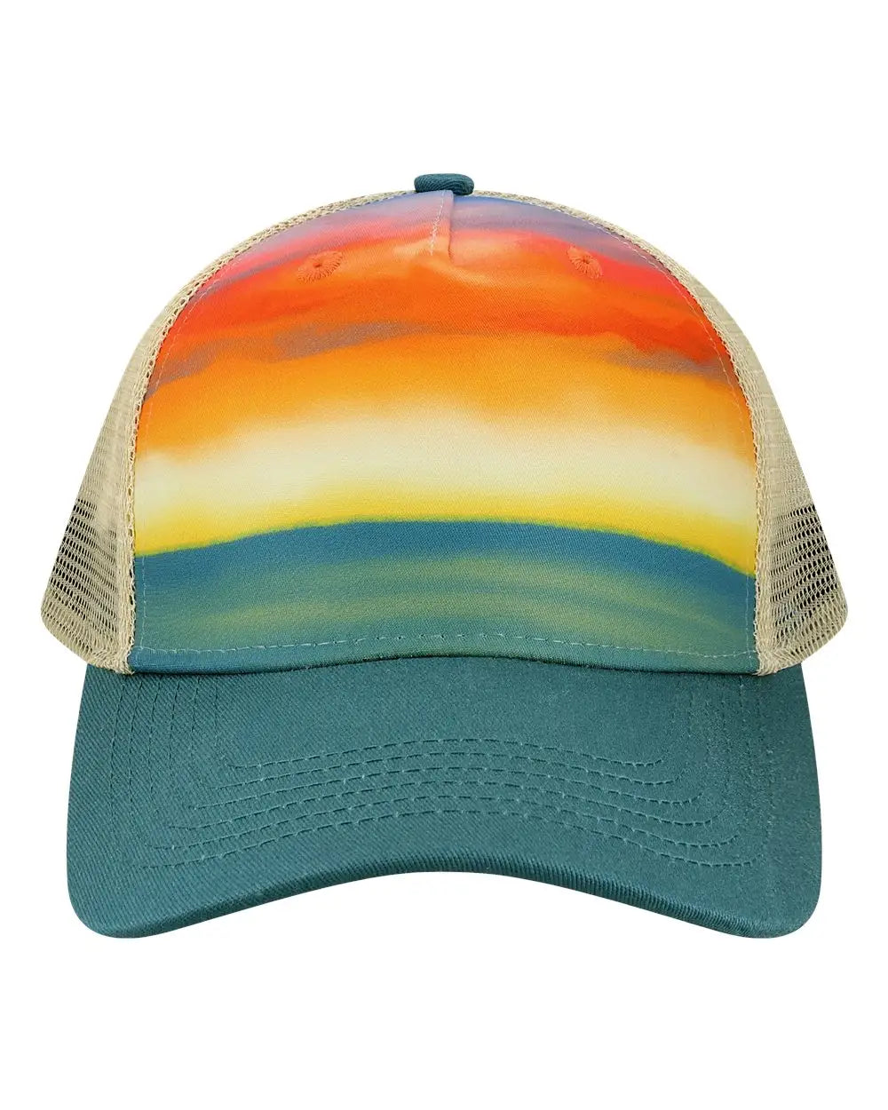 Locale 5ptkr Trucker Cap - Watercolor Sunset Teal - one Size Fits Most