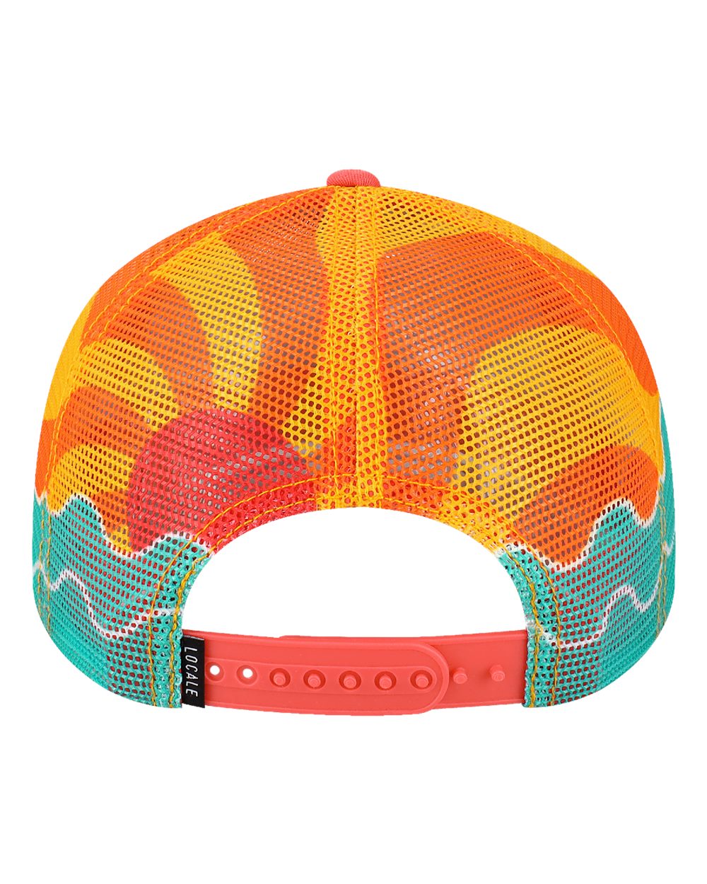 Locale 5ptkrs Plain Front Five-panel Trucker Cap - Aqua Wavy Sunset Coral